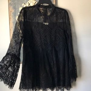 black lace victorian boho top